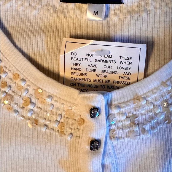 NWT BOSTON PROPER Elegant White Embellished Women's Top SIZE l - Picture 3 of 11